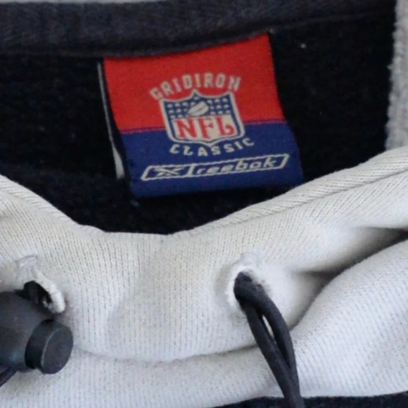 Vintage Reebok Gridiron Classic  NFL Raiders Grey Hoodie Sweater Size Large - Picture 6 of 15